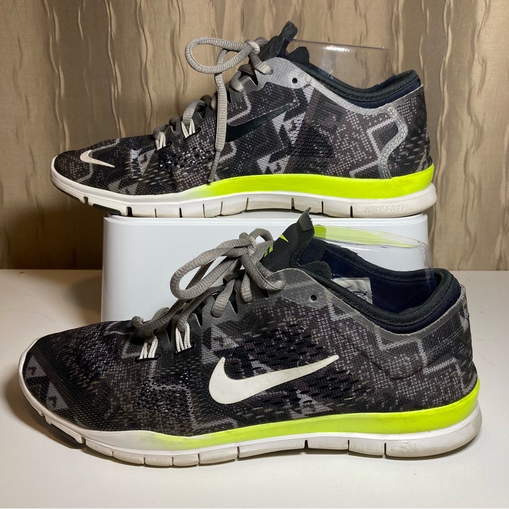 Nike Free 5.0 TR Fit 4 Women's 8.5 Black Gray Yellow 629832 008 Running Mesh